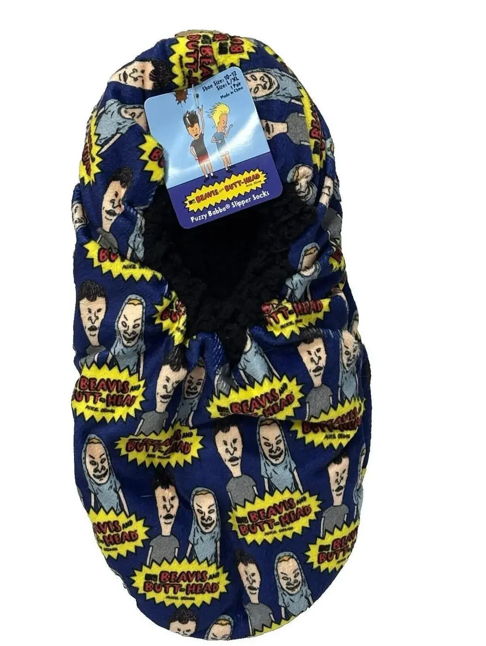 Beavis and Butthead Fuzzy Babba Slipper Socks Pair Size 10/12 -L /XL Men MTV NEW
